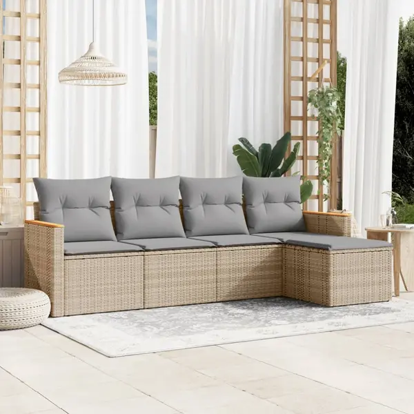 Gossi set canapele de gradina cu perne, 5 piese, bej, poliratan
