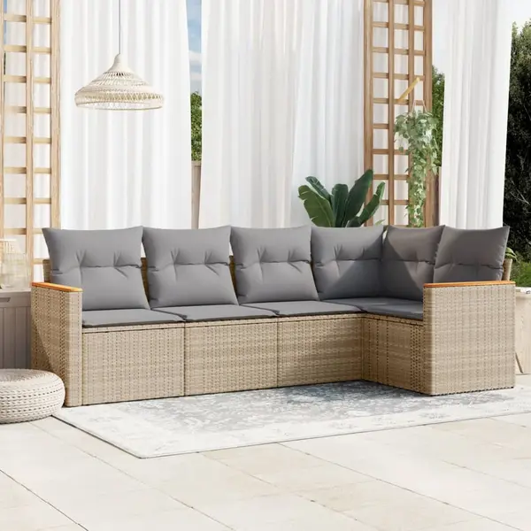 Gossi set canapele de gradina cu perne, 5 piese, bej, poliratan