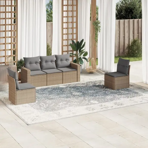 Gossi set canapele de gradina cu perne, 5 piese, bej, poliratan
