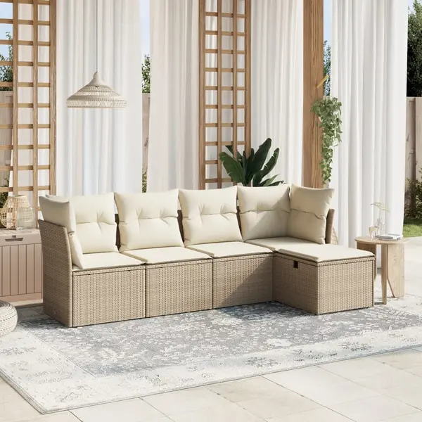Gossi set canapele de gradina cu perne, 5 piese, bej, poliratan