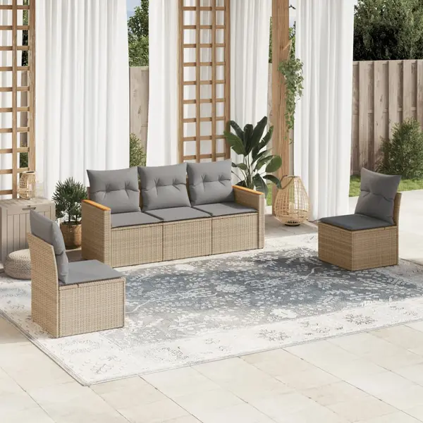 Gossi set canapele de gradina cu perne, 5 piese, bej, poliratan