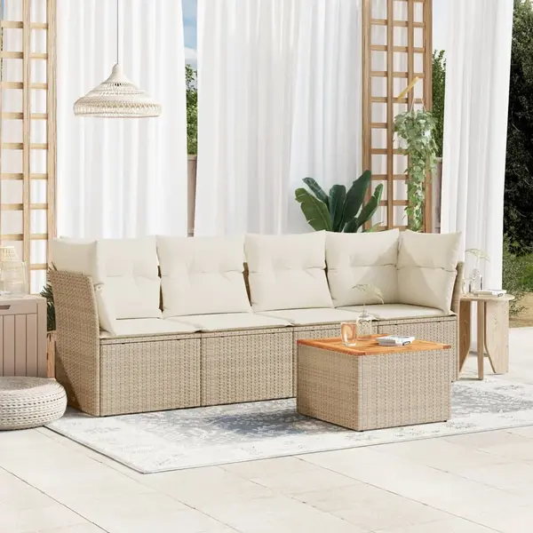 Gossi set canapele de gradina cu perne, 5 piese, bej, poliratan