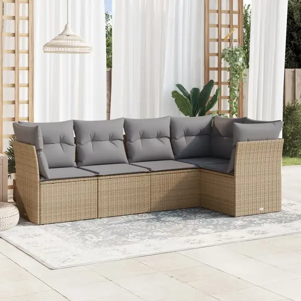 Gossi set canapele de gradina cu perne, 5 piese, bej, poliratan