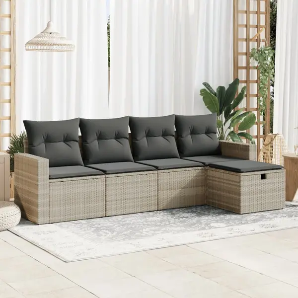 Gossi set canapele de gradina cu perne, 5 piese gri deschis poliratan