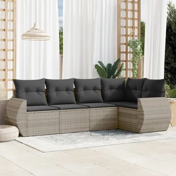 Gossi set canapele de gradina cu perne, 5 piese gri deschis poliratan