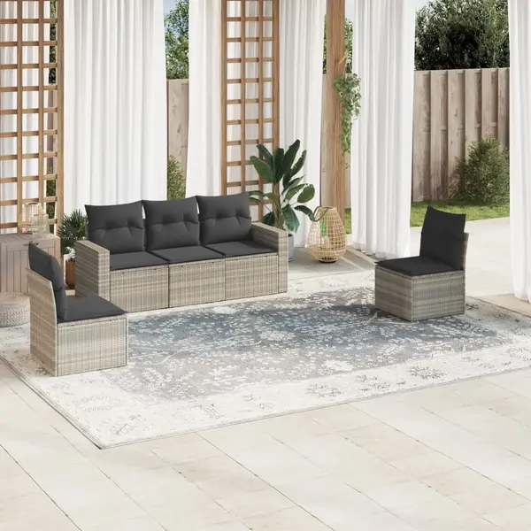 Gossi set canapele de gradina cu perne, 5 piese gri deschis poliratan