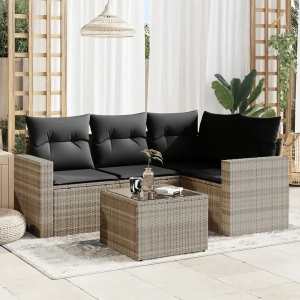 Gossi set canapele de gradina cu perne, 5 piese gri deschis poliratan