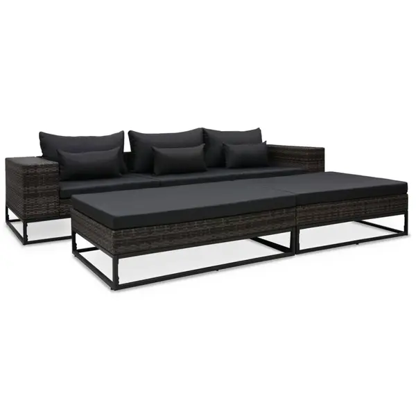 Gossi set canapele de gradina cu perne, 5 piese, gri, poliratan