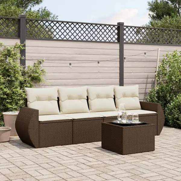 Gossi set canapele de gradina cu perne, 5 piese, maro, poliratan