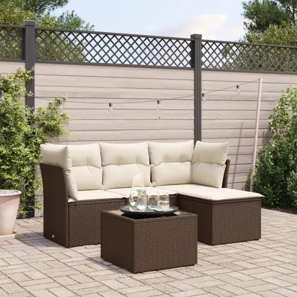 Gossi set canapele de gradina cu perne, 5 piese, maro, poliratan