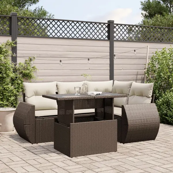 Gossi set canapele de gradina cu perne, 5 piese, maro, poliratan