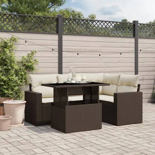 Gossi set canapele de gradina cu perne, 5 piese, maro, poliratan