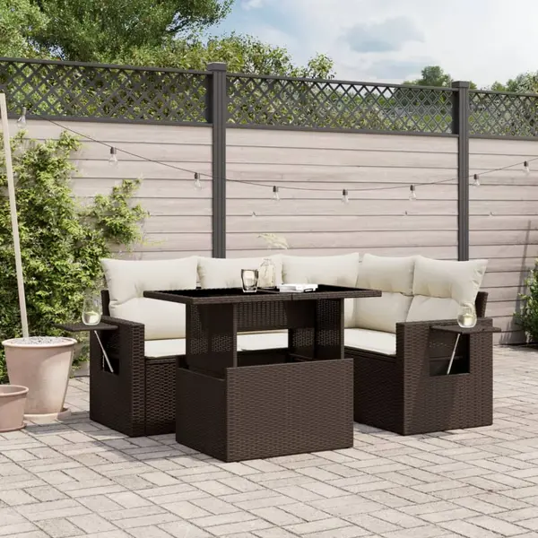 Gossi set canapele de gradina cu perne, 5 piese, maro, poliratan