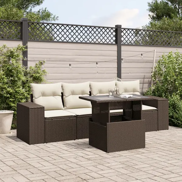 Gossi set canapele de gradina cu perne, 5 piese, maro, poliratan