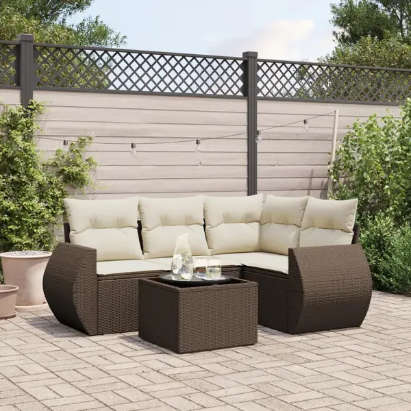 Gossi set canapele de gradina cu perne, 5 piese, maro, poliratan