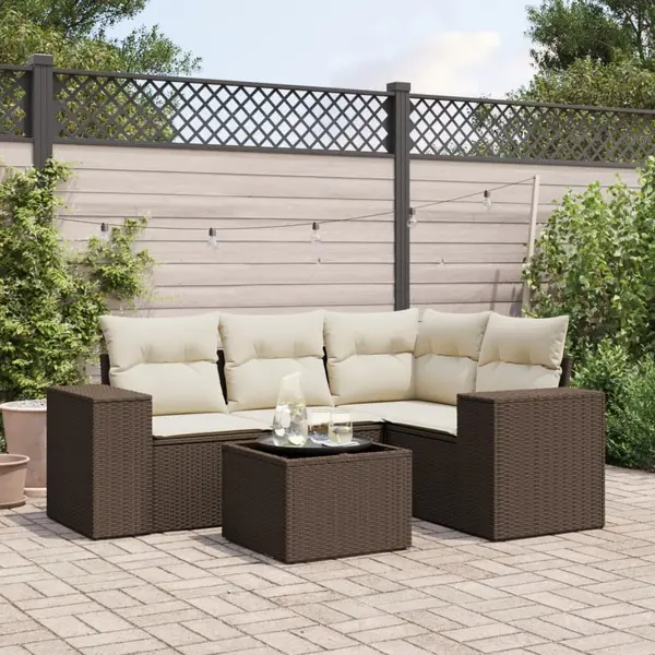 Gossi set canapele de gradina cu perne, 5 piese, maro, poliratan