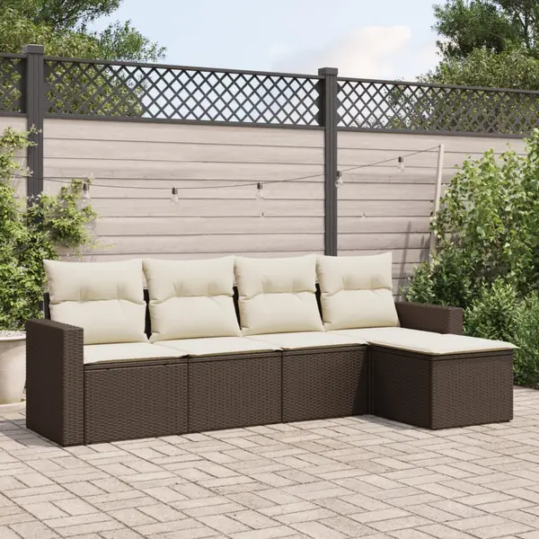 Gossi set canapele de gradina cu perne, 5 piese, maro, poliratan