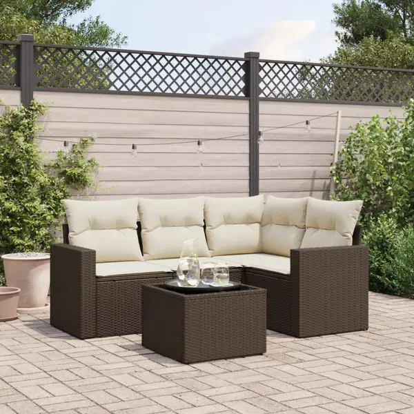 Gossi set canapele de gradina cu perne, 5 piese, maro, poliratan