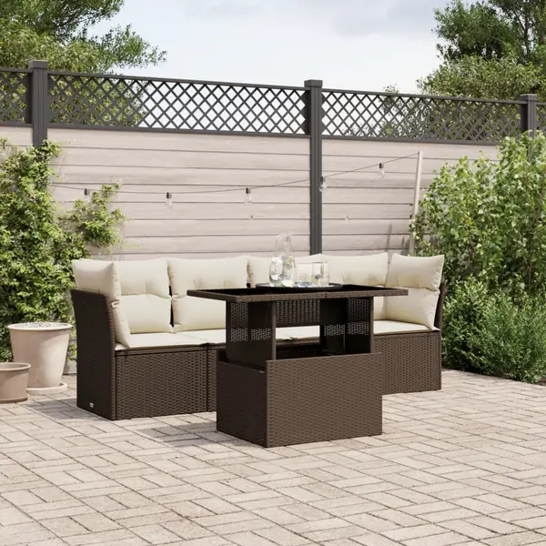 Gossi set canapele de gradina cu perne, 5 piese, maro, poliratan