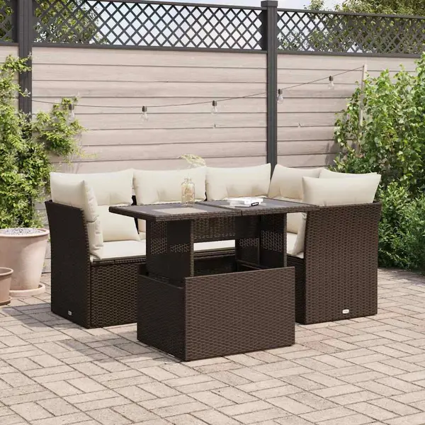 Gossi set canapele de gradina cu perne, 5 piese, maro, poliratan