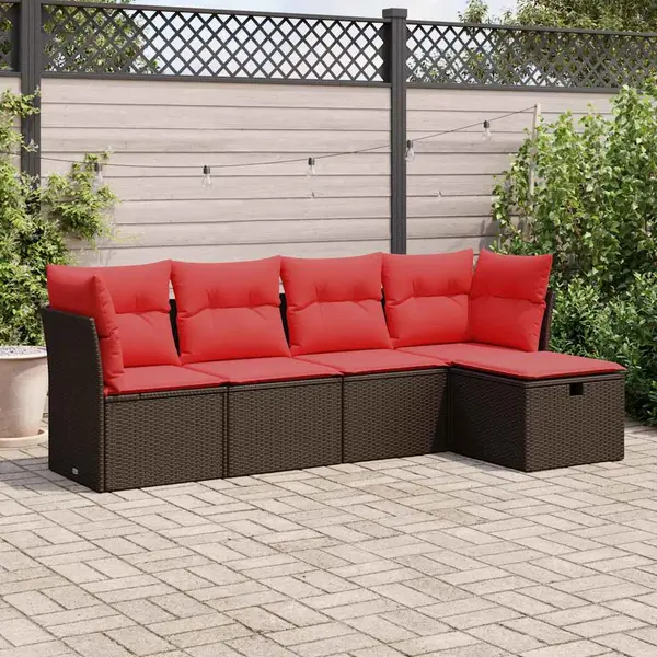 Gossi set canapele de gradina cu perne, 5 piese, maro, poliratan