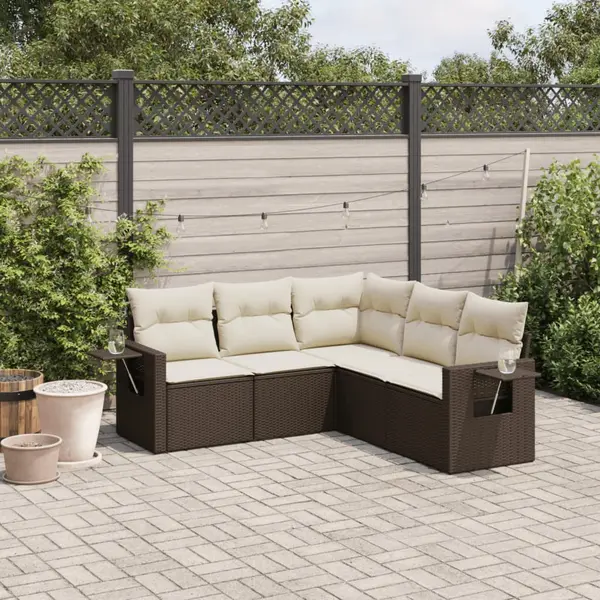 Gossi set canapele de gradina cu perne, 5 piese, maro, poliratan