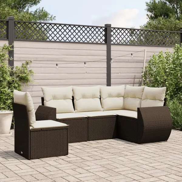 Gossi set canapele de gradina cu perne, 5 piese, maro, poliratan