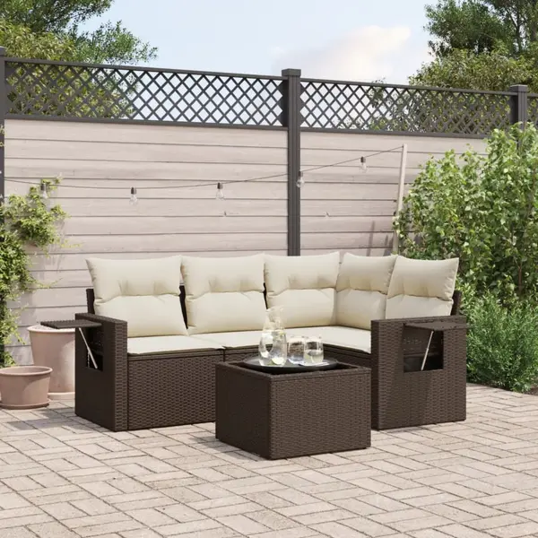 Gossi set canapele de gradina cu perne, 5 piese, maro, poliratan