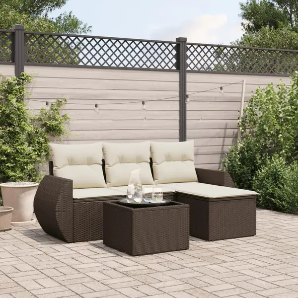 Gossi set canapele de gradina cu perne, 5 piese, maro, poliratan
