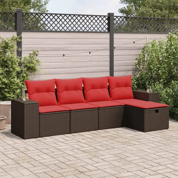Gossi set canapele de gradina cu perne, 5 piese, maro, poliratan