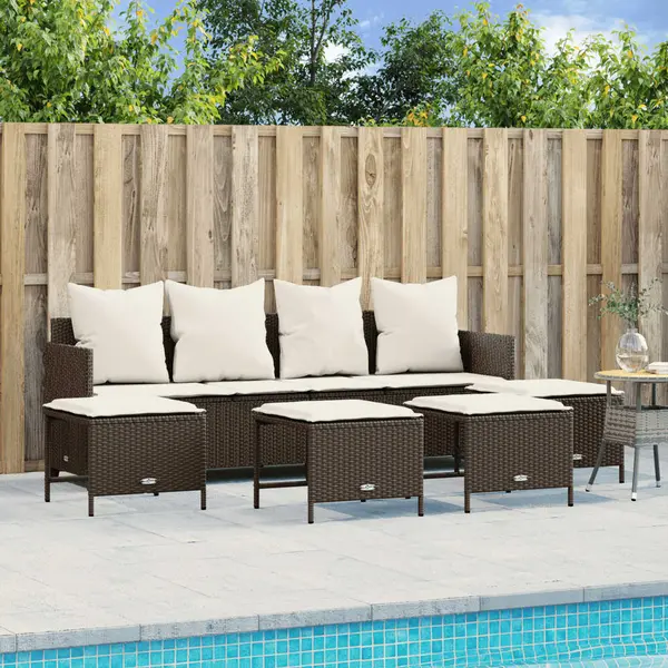 Gossi set canapele de gradina cu perne, 5 piese, maro, poliratan