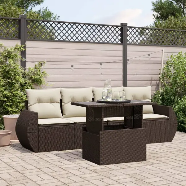 Gossi set canapele de gradina cu perne, 5 piese, maro, poliratan