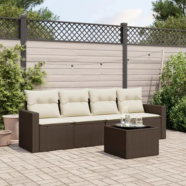 Gossi set canapele de gradina cu perne, 5 piese, maro, poliratan