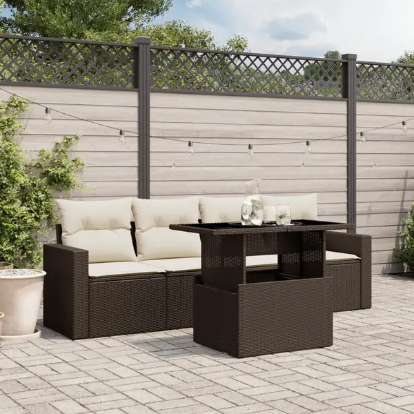 Gossi set canapele de gradina cu perne, 5 piese, maro, poliratan