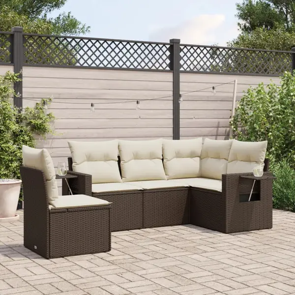 Gossi set canapele de gradina cu perne, 5 piese, maro, poliratan