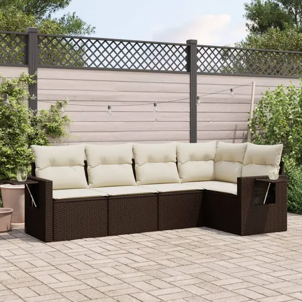 Gossi set canapele de gradina cu perne, 5 piese, maro, poliratan