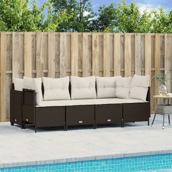 Gossi set canapele de gradina cu perne, 5 piese, maro, poliratan