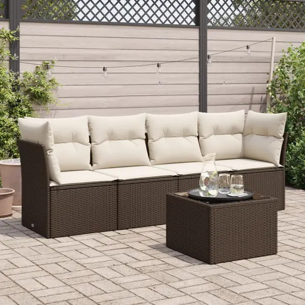 Gossi set canapele de gradina cu perne, 5 piese, maro, poliratan