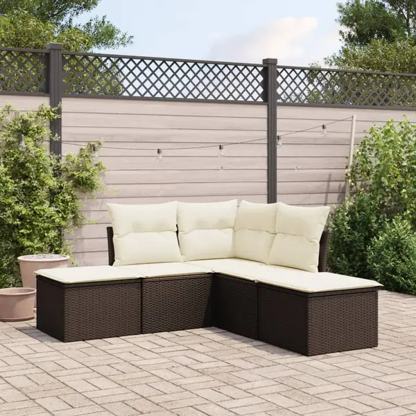 Gossi set canapele de gradina cu perne, 5 piese, maro, poliratan
