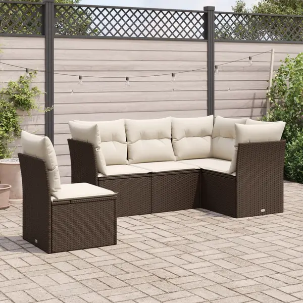 Gossi set canapele de gradina cu perne, 5 piese, maro, poliratan
