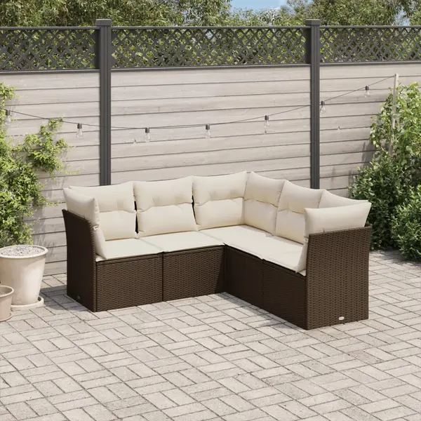 Gossi set canapele de gradina cu perne, 5 piese, maro, poliratan