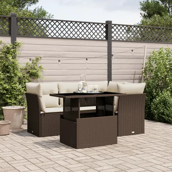 Gossi set canapele de gradina cu perne, 5 piese, maro, poliratan