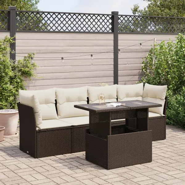 Gossi set canapele de gradina cu perne, 5 piese, maro, poliratan
