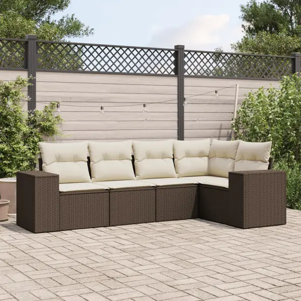 Gossi set canapele de gradina cu perne, 5 piese, maro, poliratan