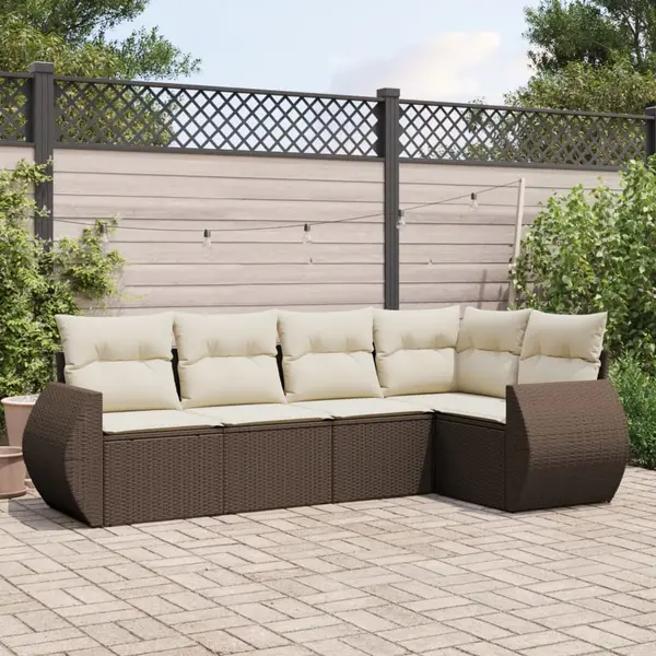 Gossi set canapele de gradina cu perne, 5 piese, maro, poliratan
