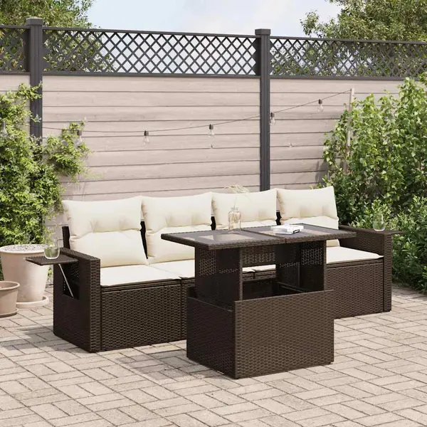 Gossi set canapele de gradina cu perne, 5 piese, maro, poliratan