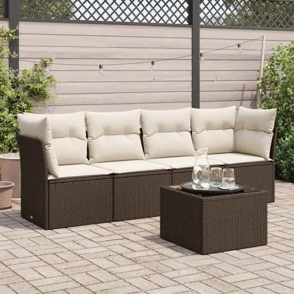 Gossi set canapele de gradina cu perne, 5 piese, maro, poliratan