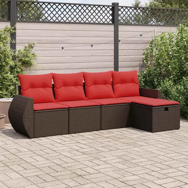 Gossi set canapele de gradina cu perne, 5 piese, maro, poliratan