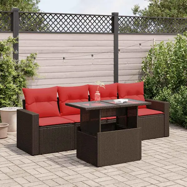 Gossi set canapele de gradina cu perne, 5 piese, maro, poliratan