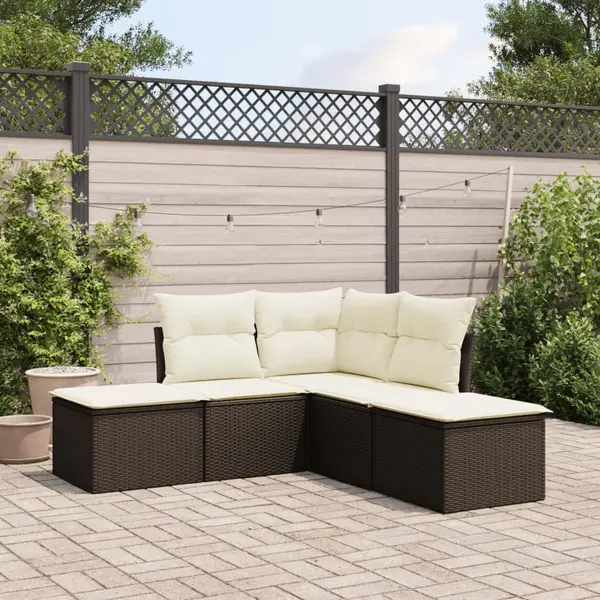 Gossi set canapele de gradina cu perne, 5 piese, maro, poliratan